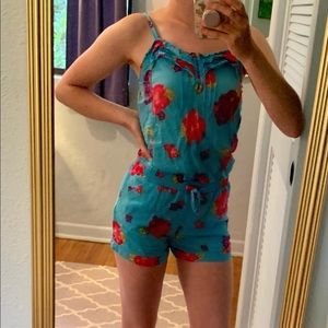 Blue floral romper